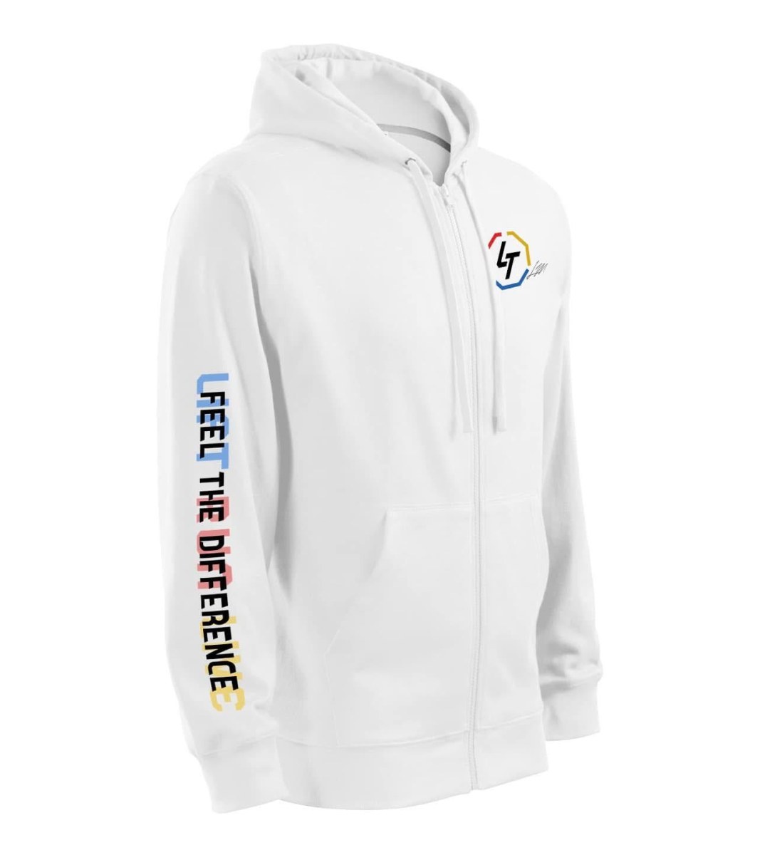 Nyomott mintás cipzáras kapucnis pulóver